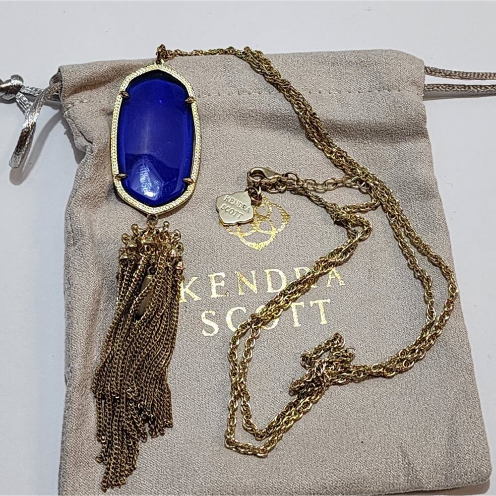 Kendra Scott Cobalt Blue‎ and Gold Rayne Necklace